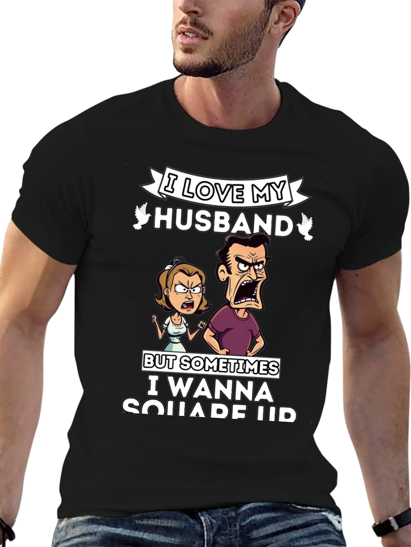 Black I Love My Husband T-Shirt view 6