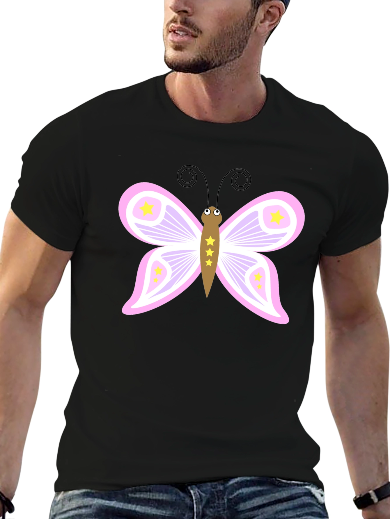 Black Butterfly Graphic Tee - Black Cotton Blend view 6