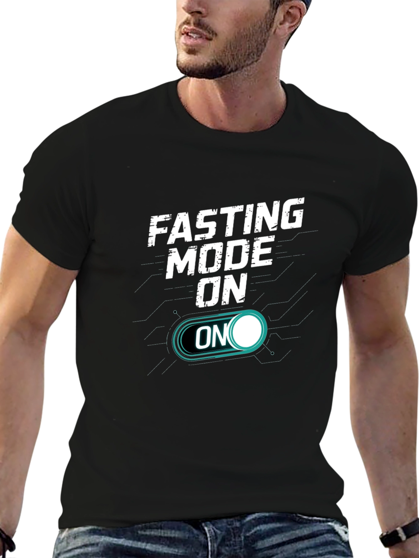 Black Fasting Mode On T-Shirt - Motivational Tee view 6