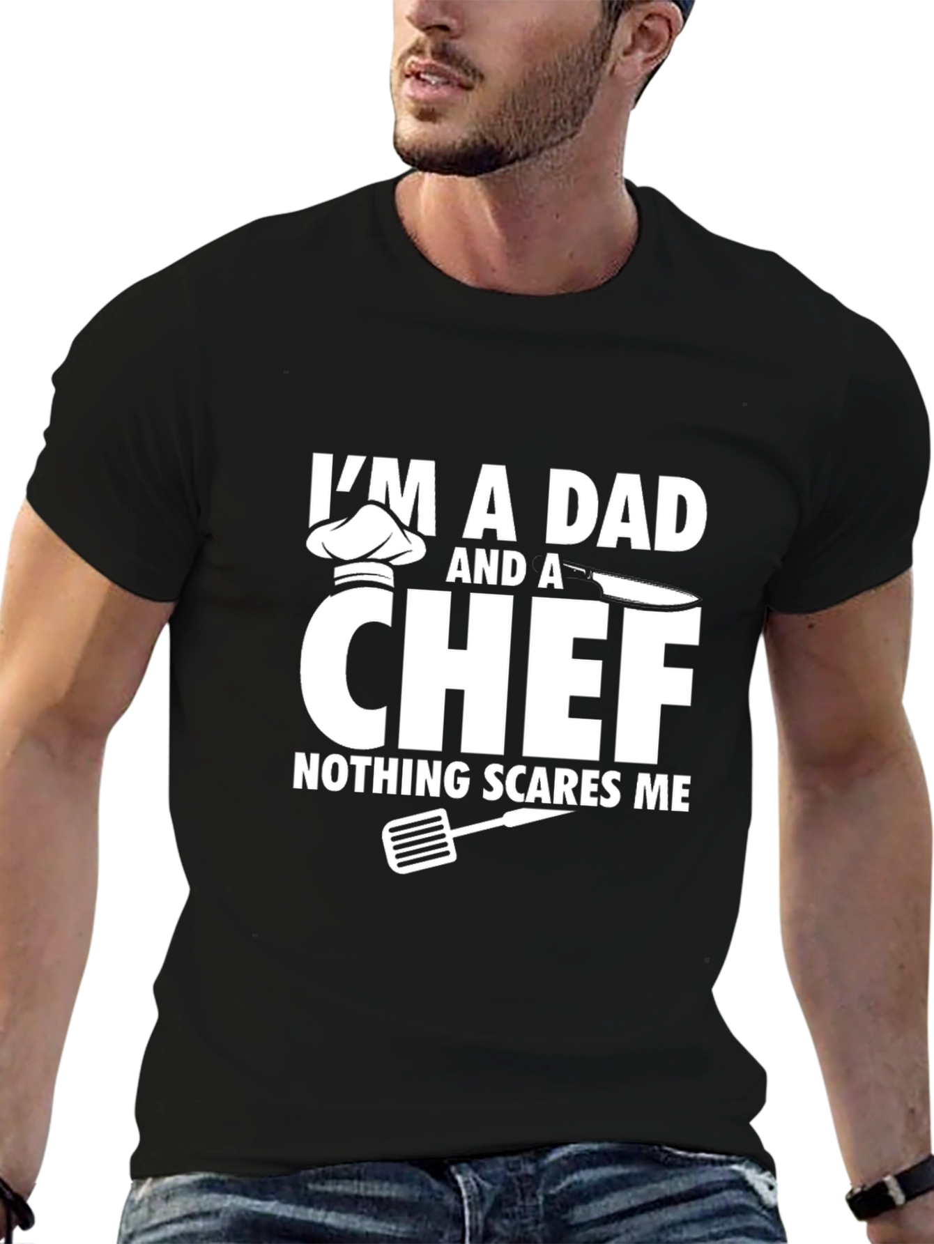 Black Dad Chef T-Shirt - Nothing Scares Me! view 6