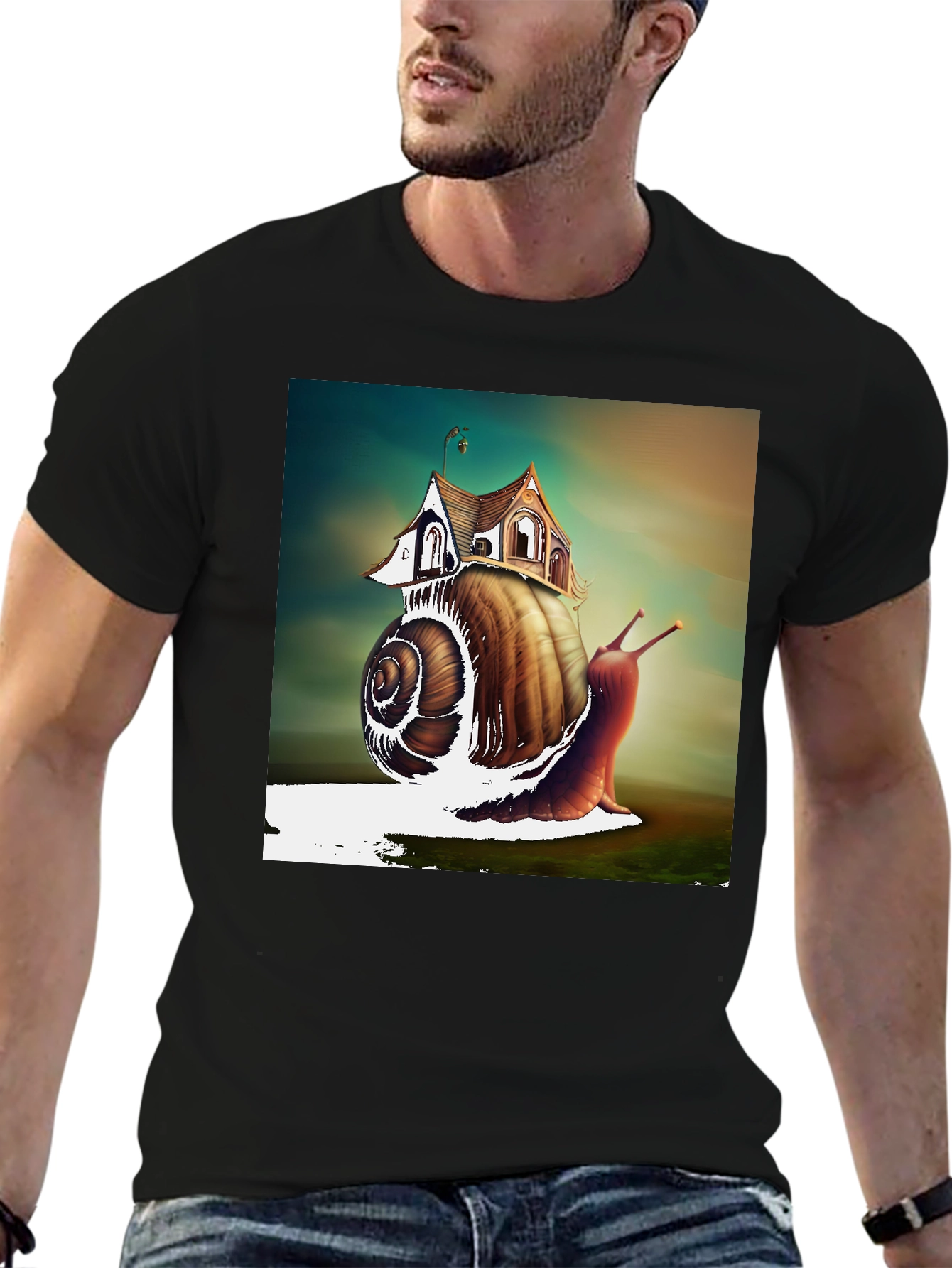 Black Snail House Graphic Tee - Unique Design view 6
