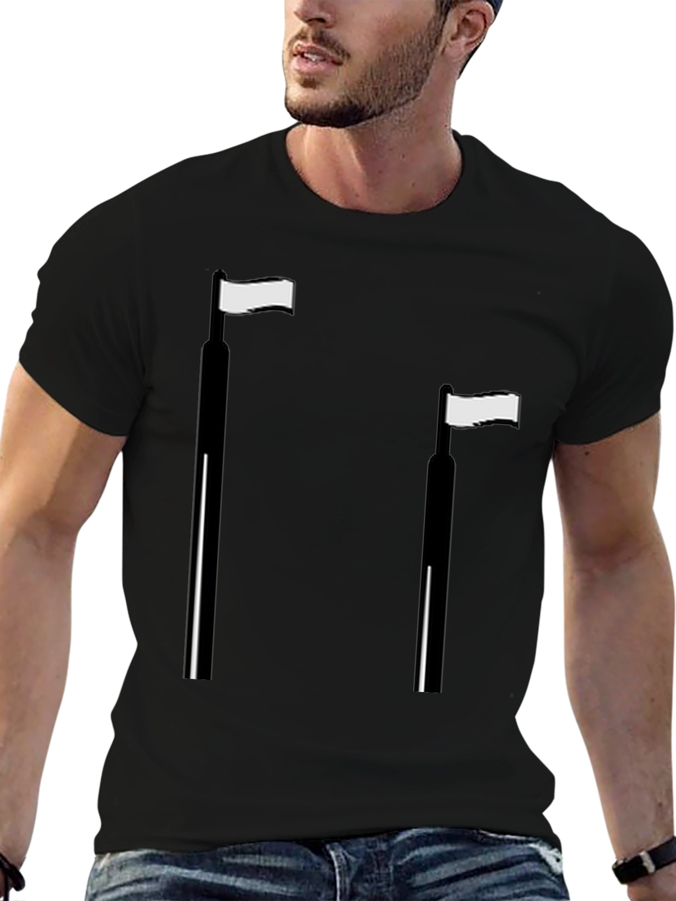 Black Minimalist Flag T-Shirt - Casual Style view 6