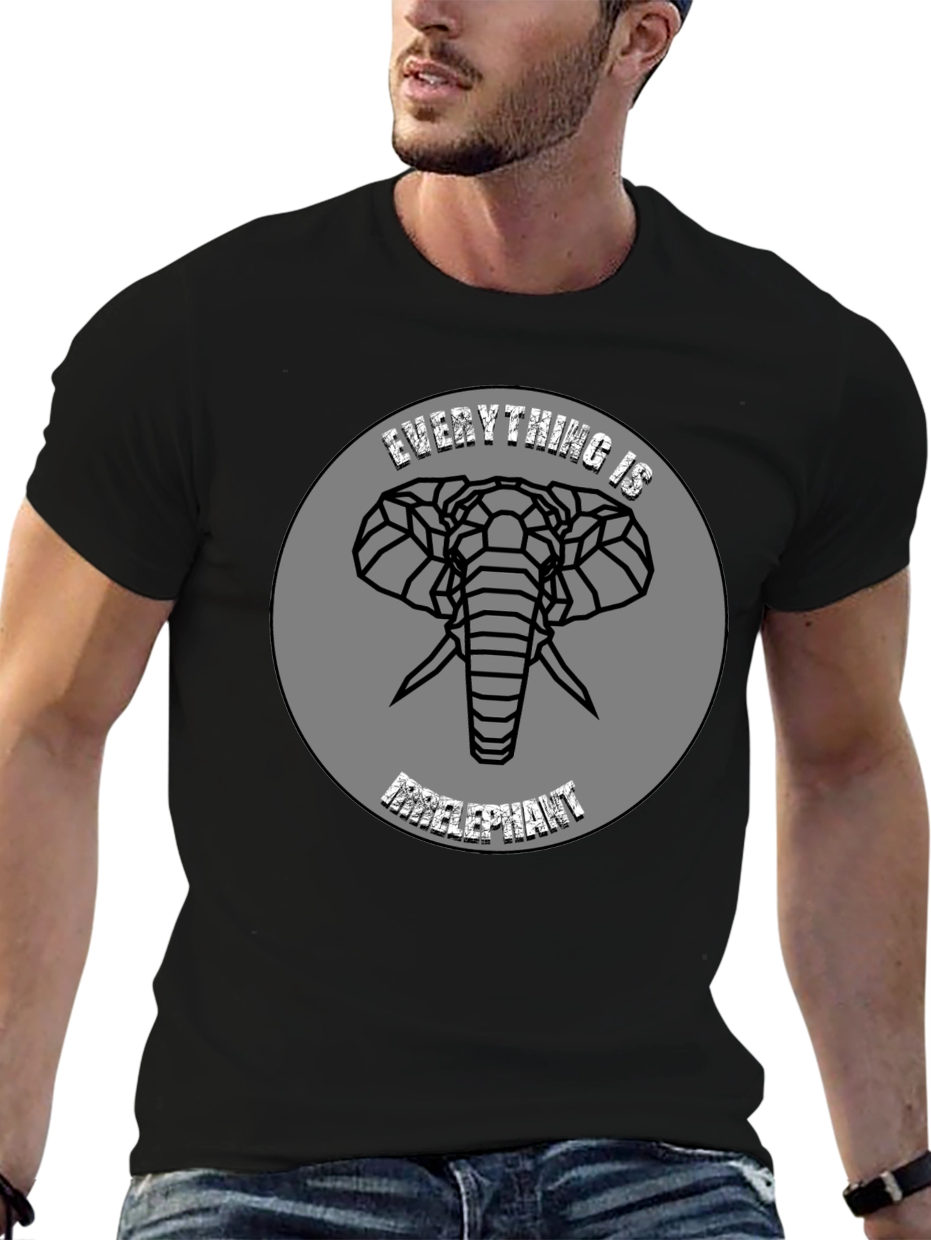 Black Geometric Elephant T-Shirt - Stylish Graphic Tee view 6
