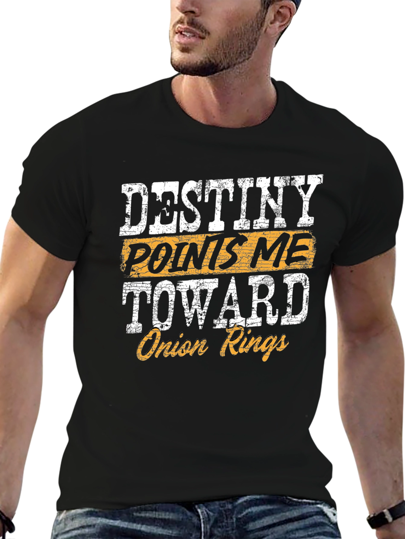 Black Destiny Points Me Toward Onion Rings Funny T-Shirt view 6