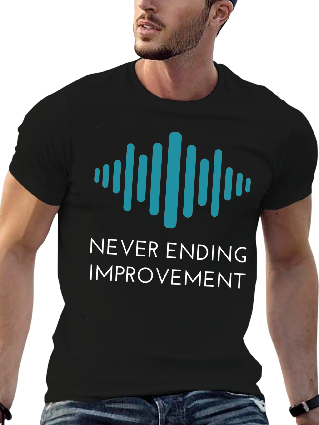 Black Never Ending Improvement Graphic Tee view 6