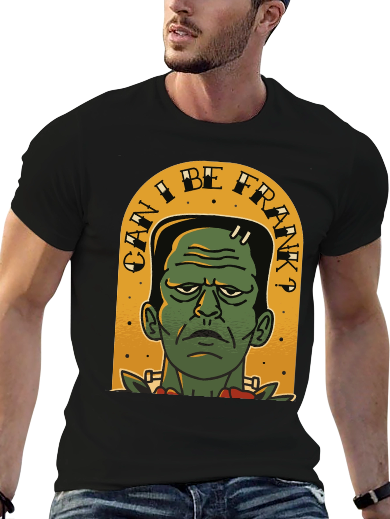 Black Can I Be Frank? Men's Graphic Tee view 6