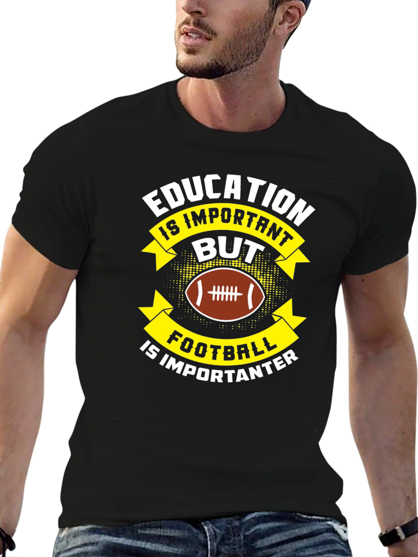 Black Education vs Football T-Shirt view 6