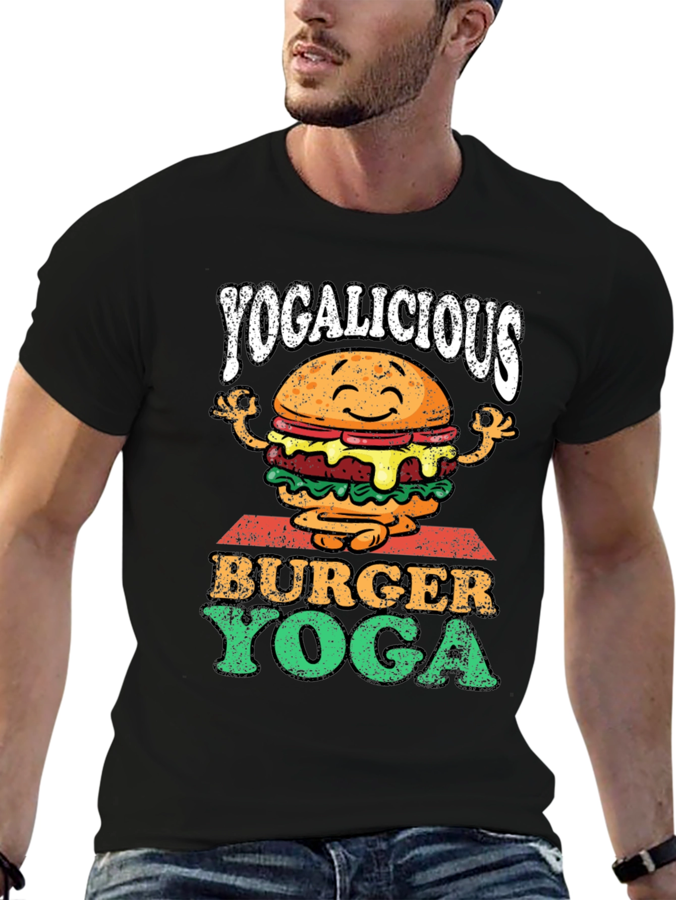 Black Yogalicious Burger Yoga Graphic Tee view 6