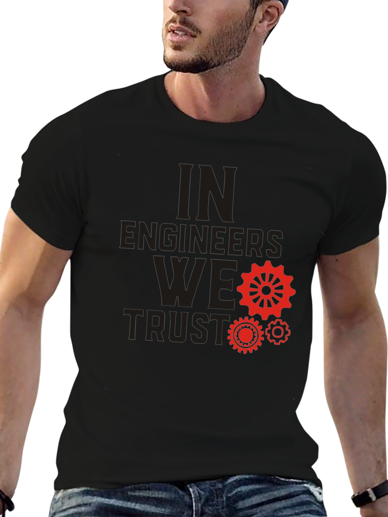 Black In Engineers We Trust Black T-Shirt view 6