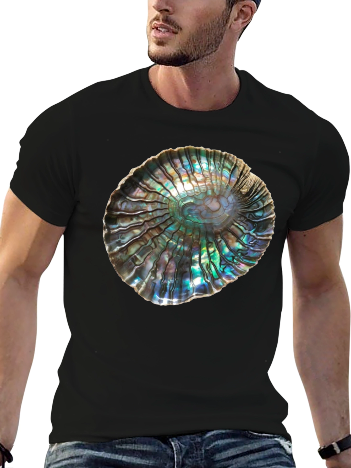 Black Iridescent Abalone Shell Graphic Tee - Unisex view 6