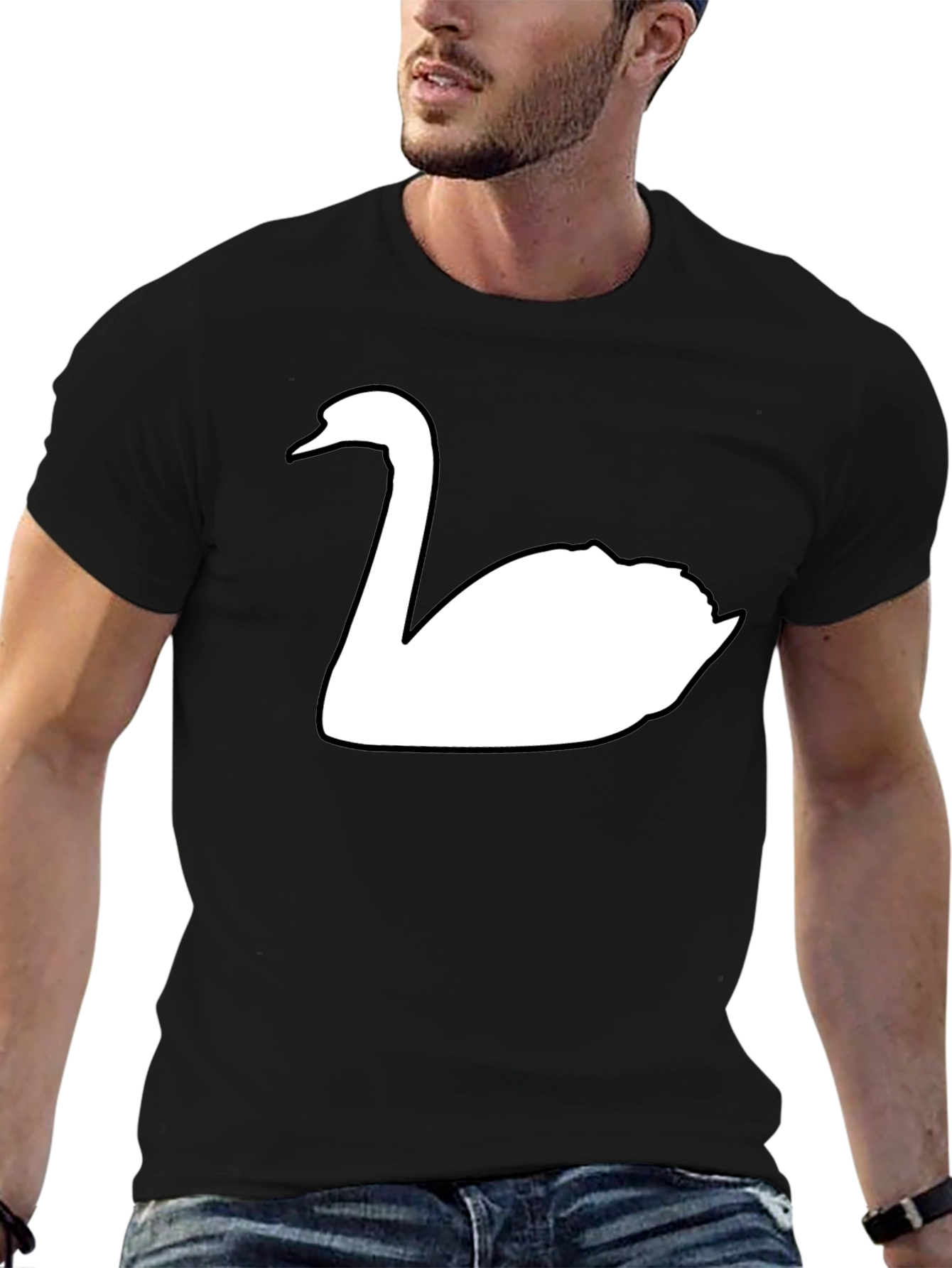 Black Swan Graphic Tee - Black Cotton Casual Shirt view 6