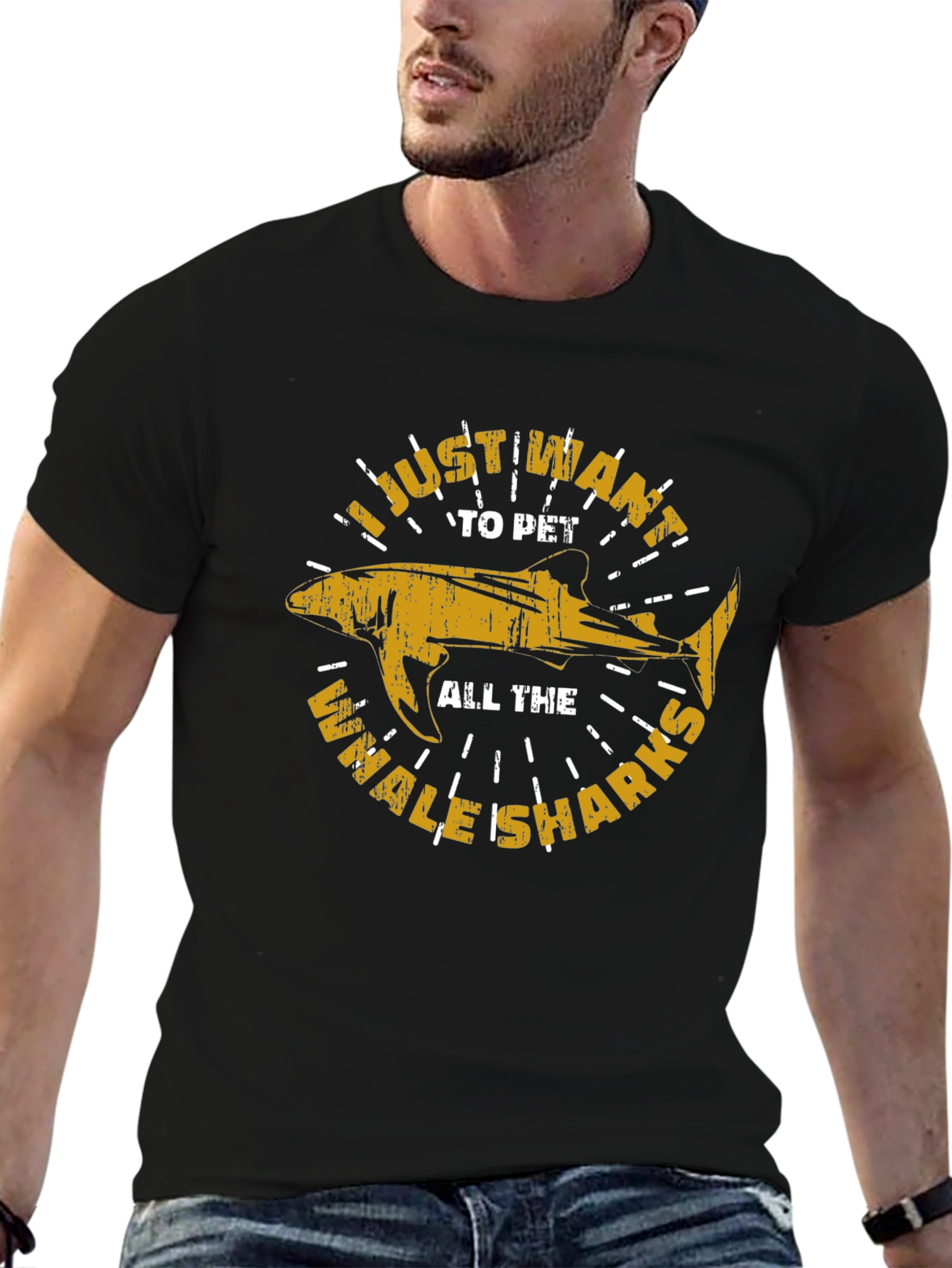 Black I Just Want to Pet All the Whale Sharks Graphic T-Shirt view 6