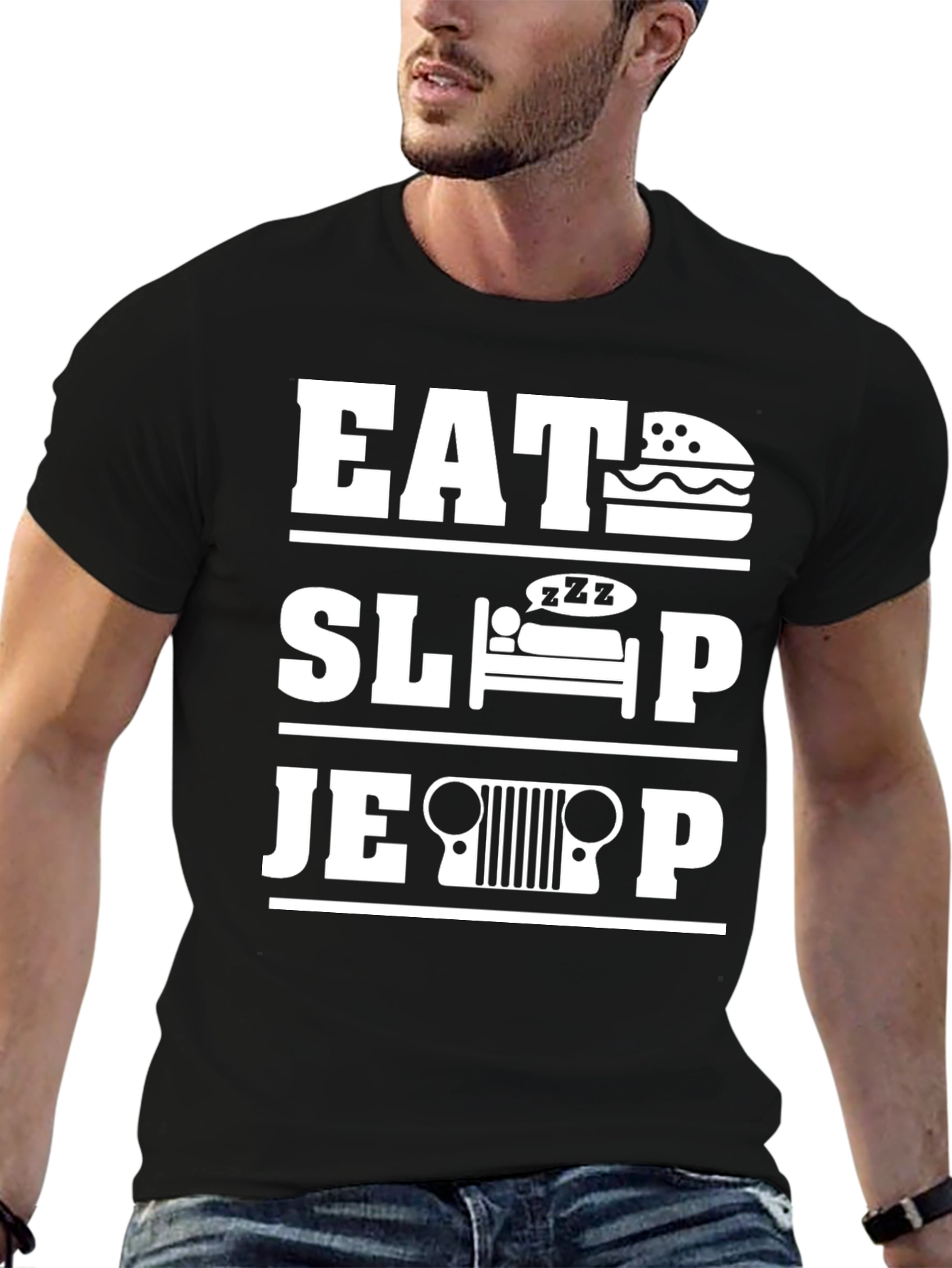 Black Eat Sleep Jeep - Men's Graphic T-Shirt view 6