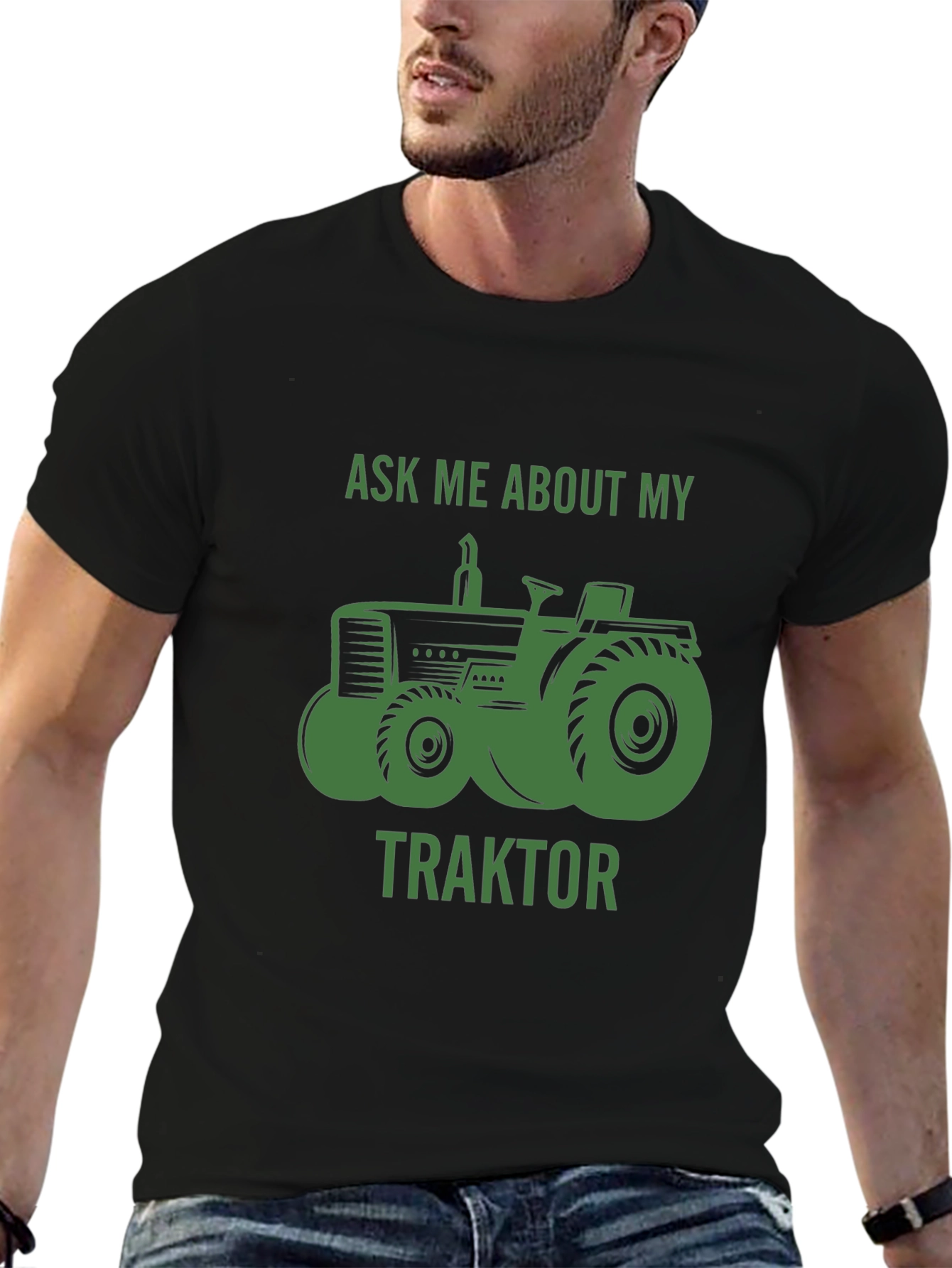 Black Ask Me About My Traktor T-Shirt view 6