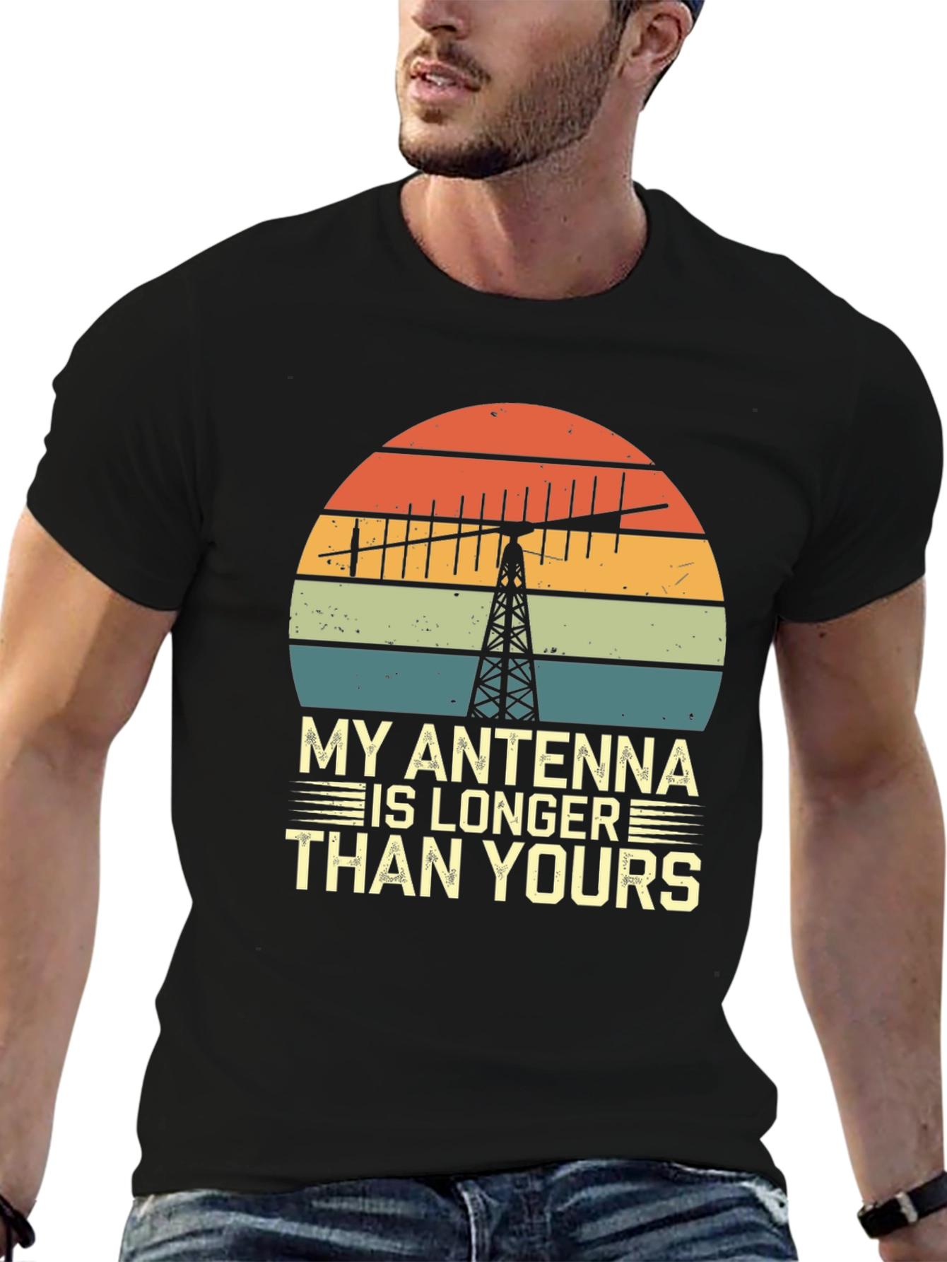 Black My Antenna Is Longer Than Yours Black T-Shirt view 6