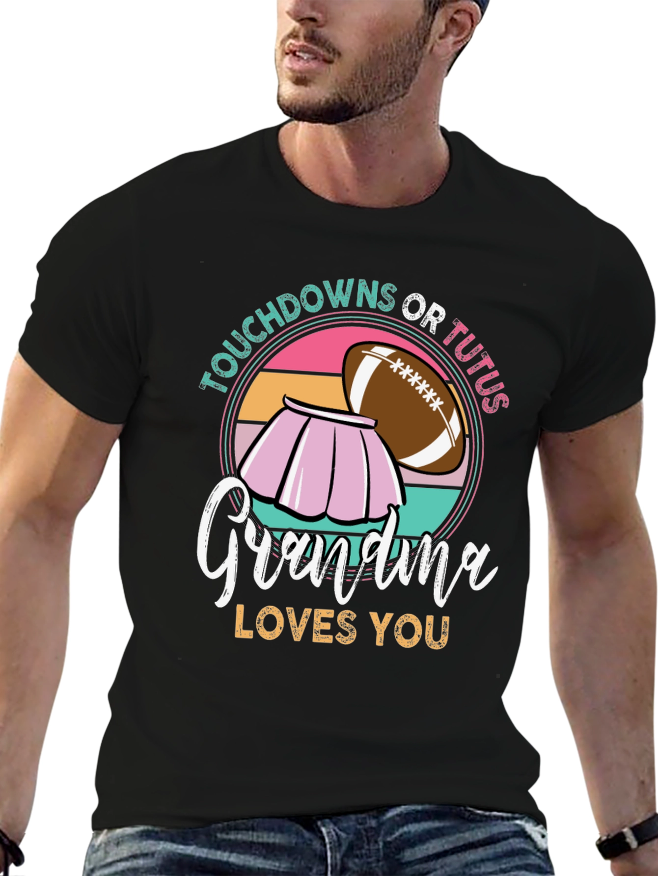 Black Touchdowns or Tutus Grandma T-Shirt view 6