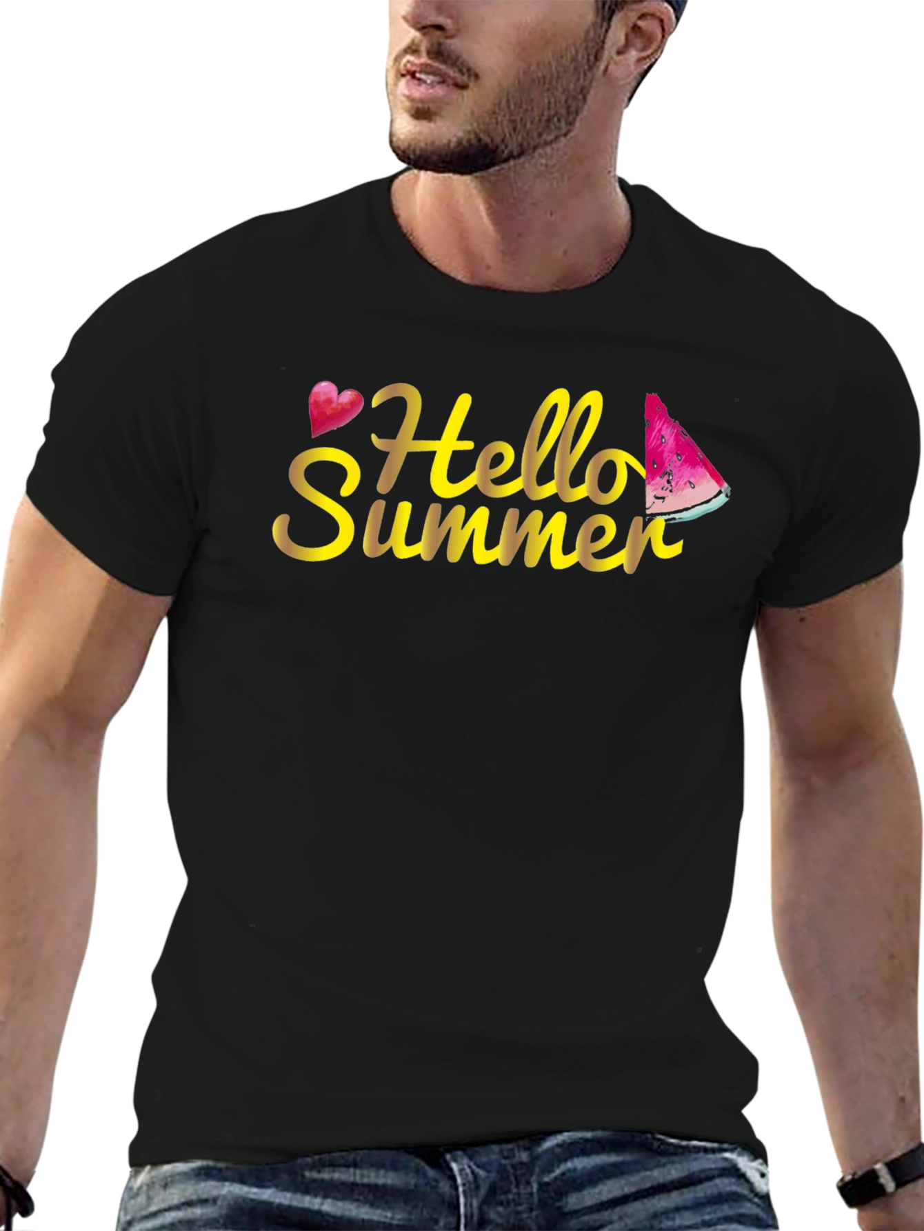 Black Hello Summer Black T-Shirt view 6