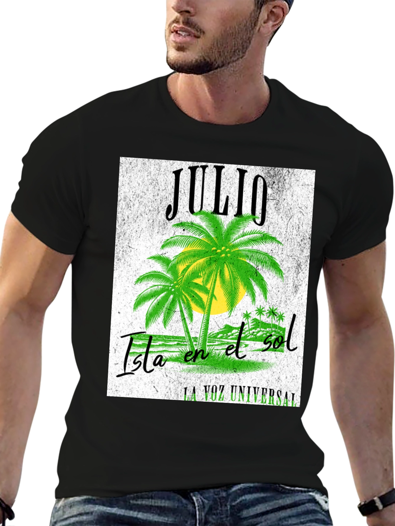 Black Julio Isla en el Sol T-Shirt - Black Cotton Tee view 6