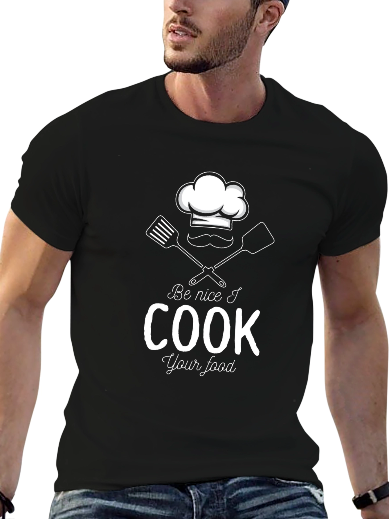 Black Funny Chef Cook Your Food T-Shirt view 6
