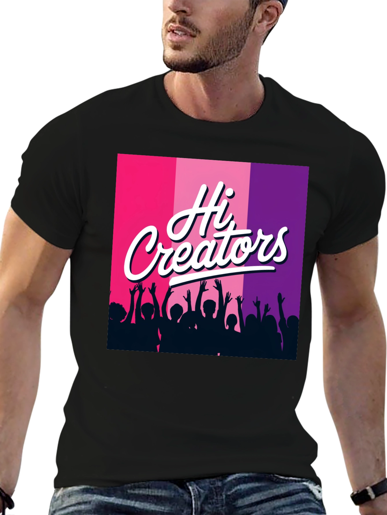 Black Hi Creators Graphic Tee - Black Cotton T-Shirt view 6