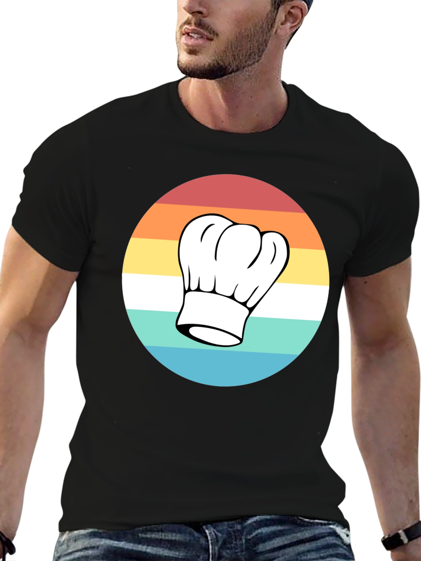 Black Retro Chef Hat T-Shirt - Classic Culinary Style view 6