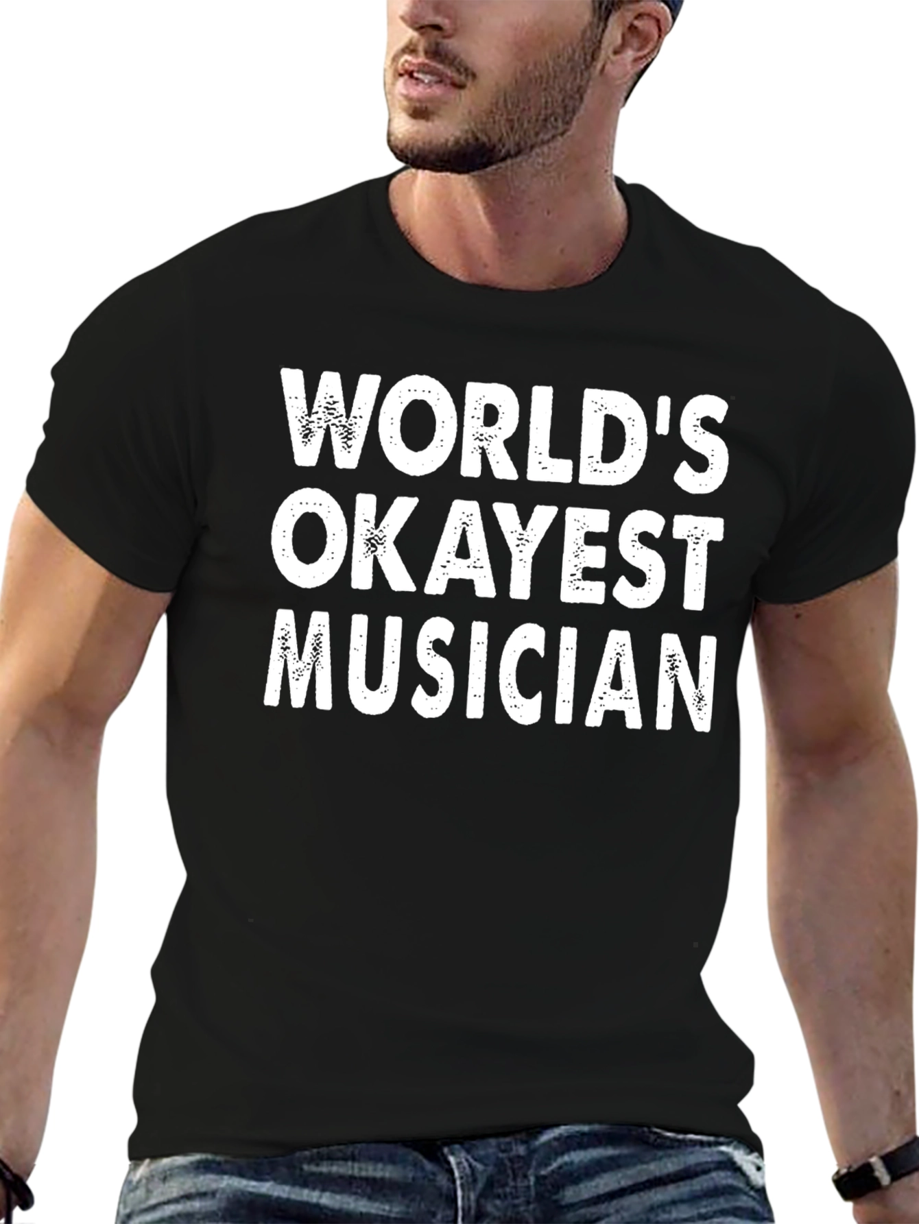 Black World's Okayest Musician Graphic T-Shirt view 6