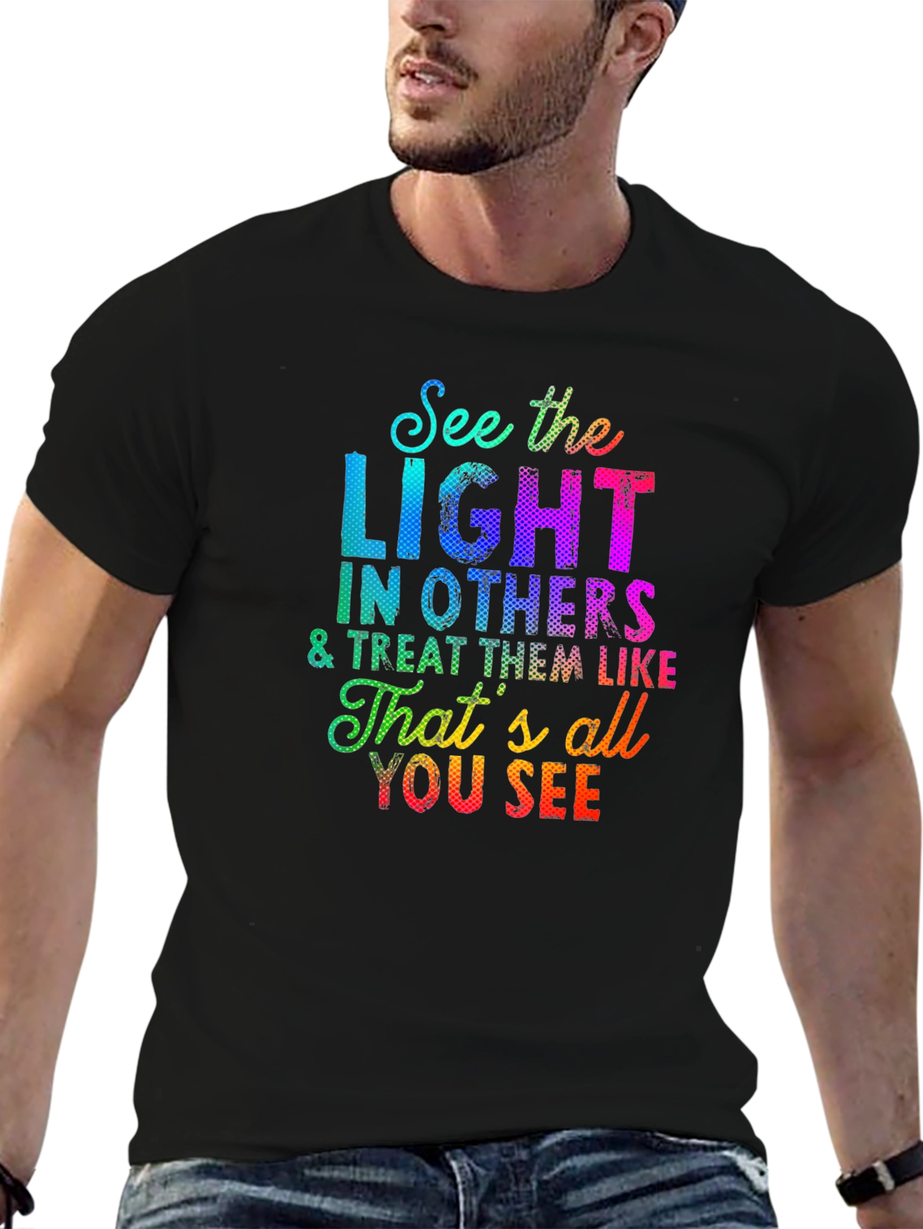 Black See the Light T-Shirt - Inspirational Graphic Tee view 6