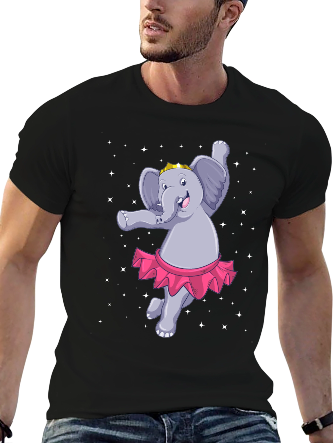 Black Dancing Elephant T-Shirt: Cute Cartoon Design view 6