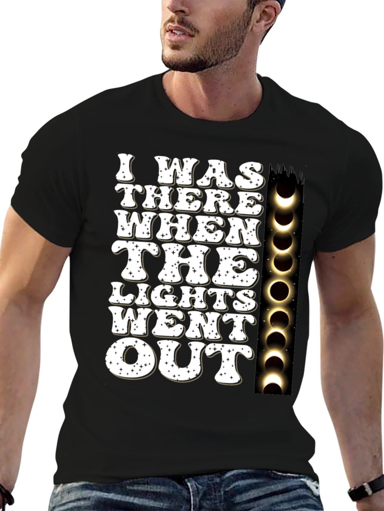 Black I Was There When The Lights Went Out T-Shirt view 6