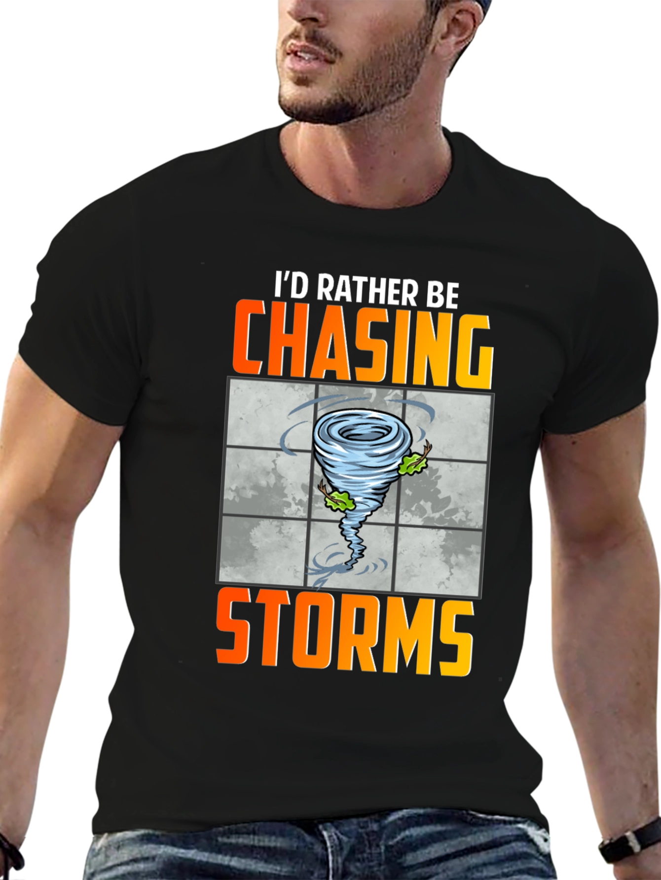 Black Chasing Storms Graphic Tee - Weather Enthusiast Shirt view 6