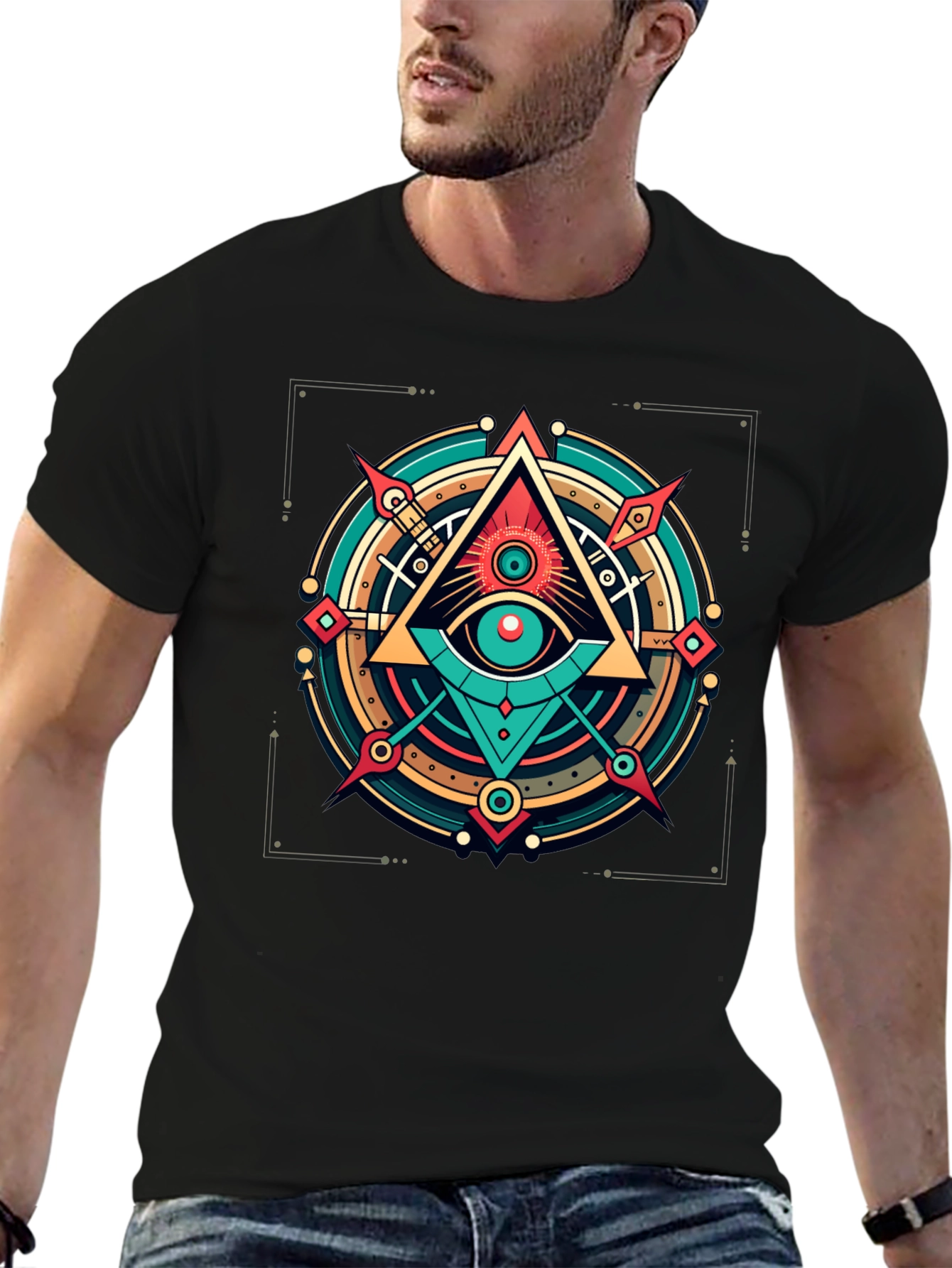 Black All Seeing Eye Graphic Tee - Modern Mystic Style view 6