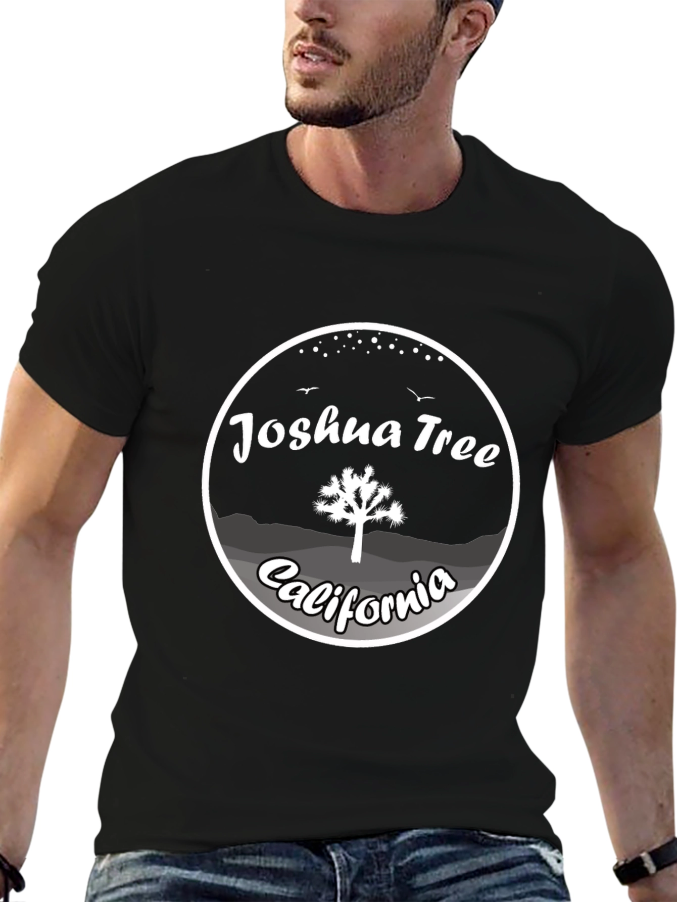Black Joshua Tree California Graphic T-Shirt view 6