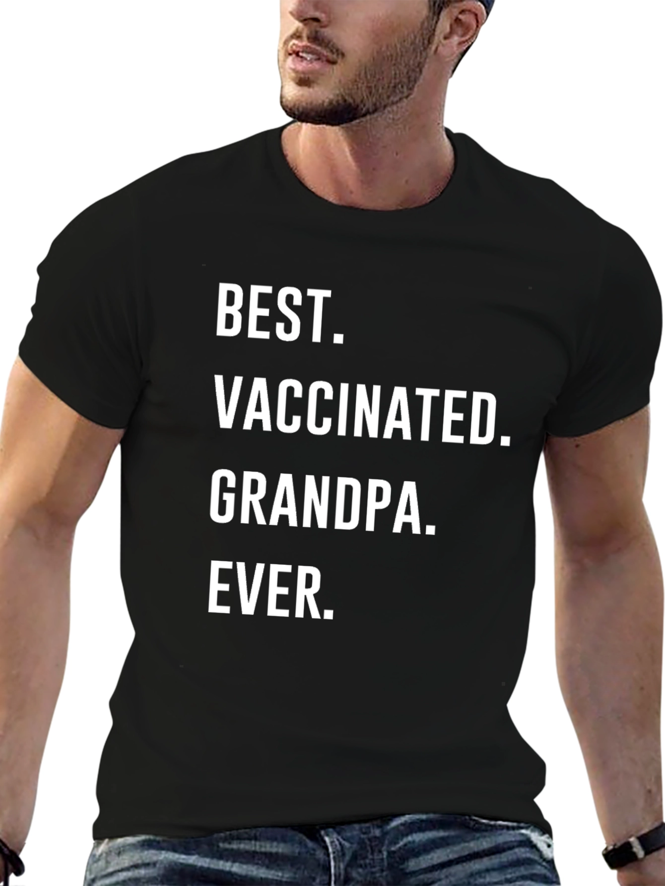 Black Best Vaccinated Grandpa Ever T-Shirt view 6