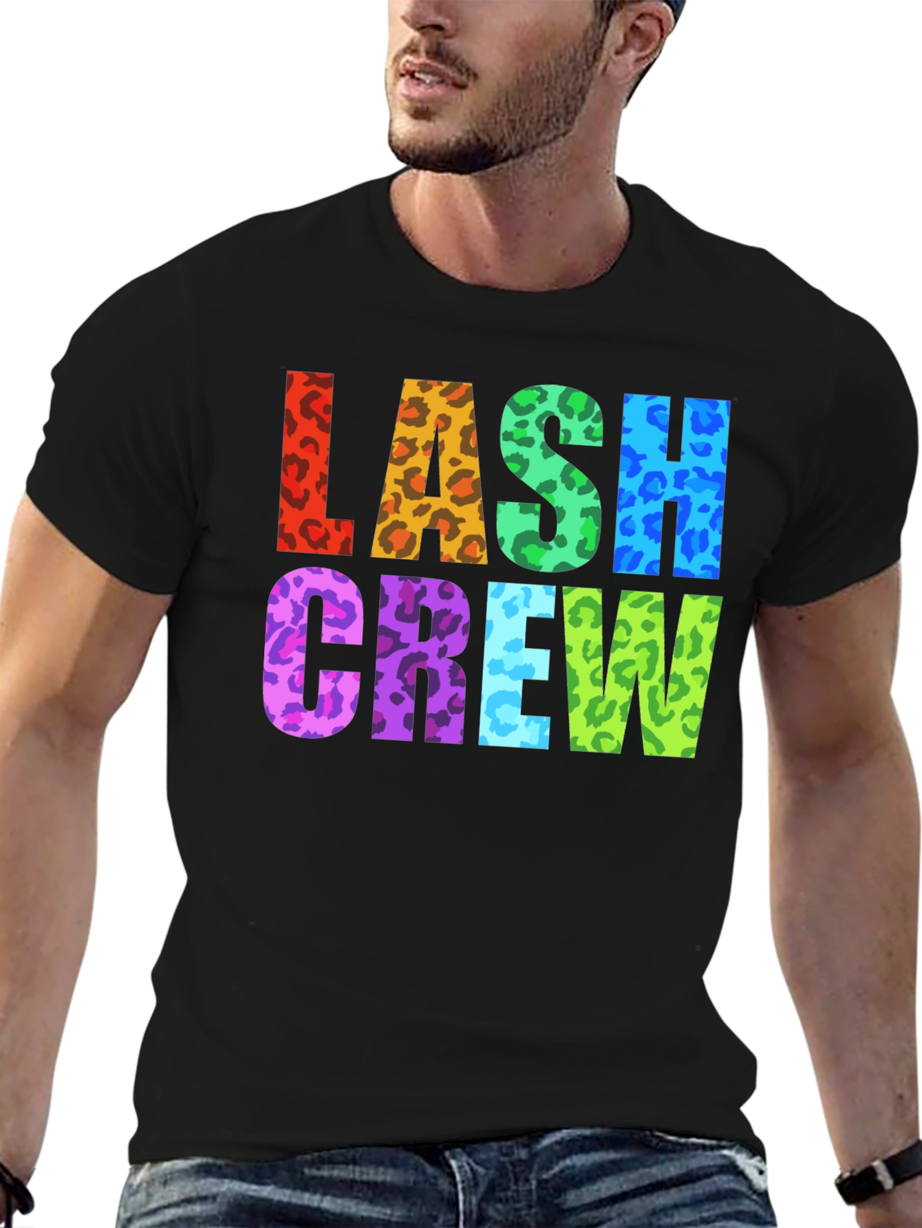 Black Lash Crew Colorful Leopard Print Graphic T-Shirt view 6