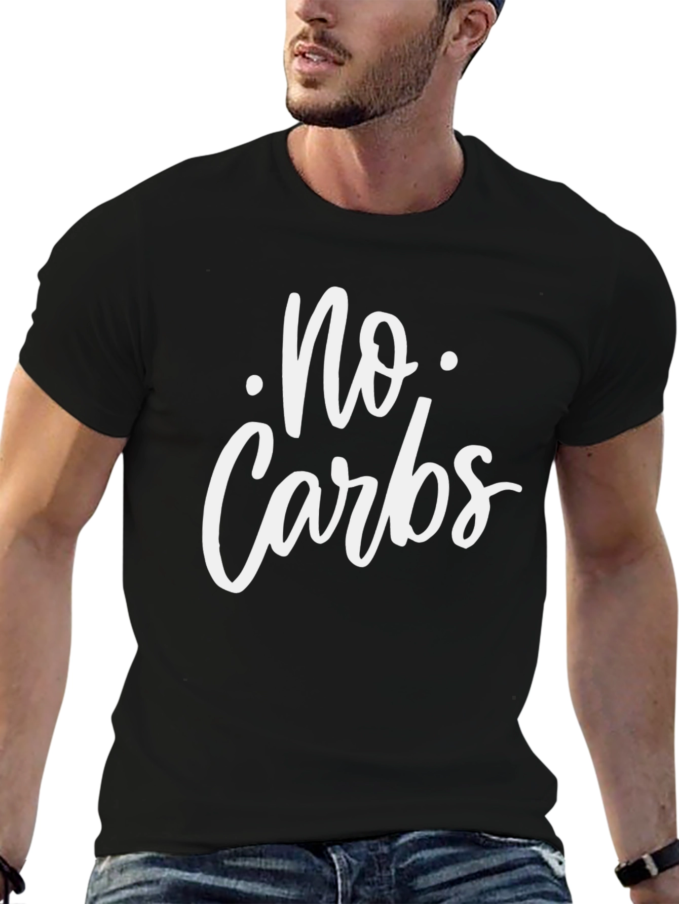 Black No Carbs Black Graphic T-Shirt view 6