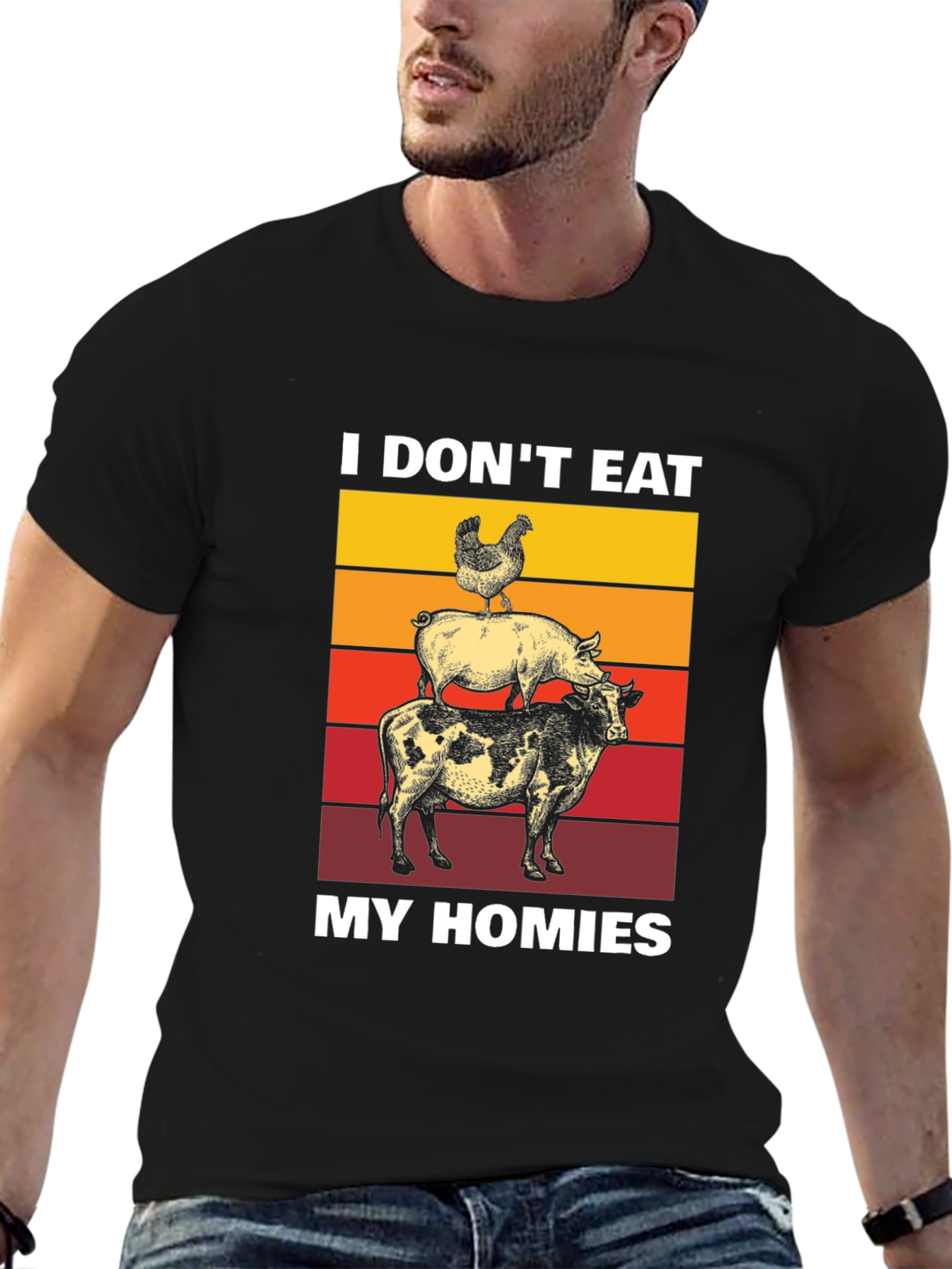 Black I Don't Eat My Homies T-Shirt view 6