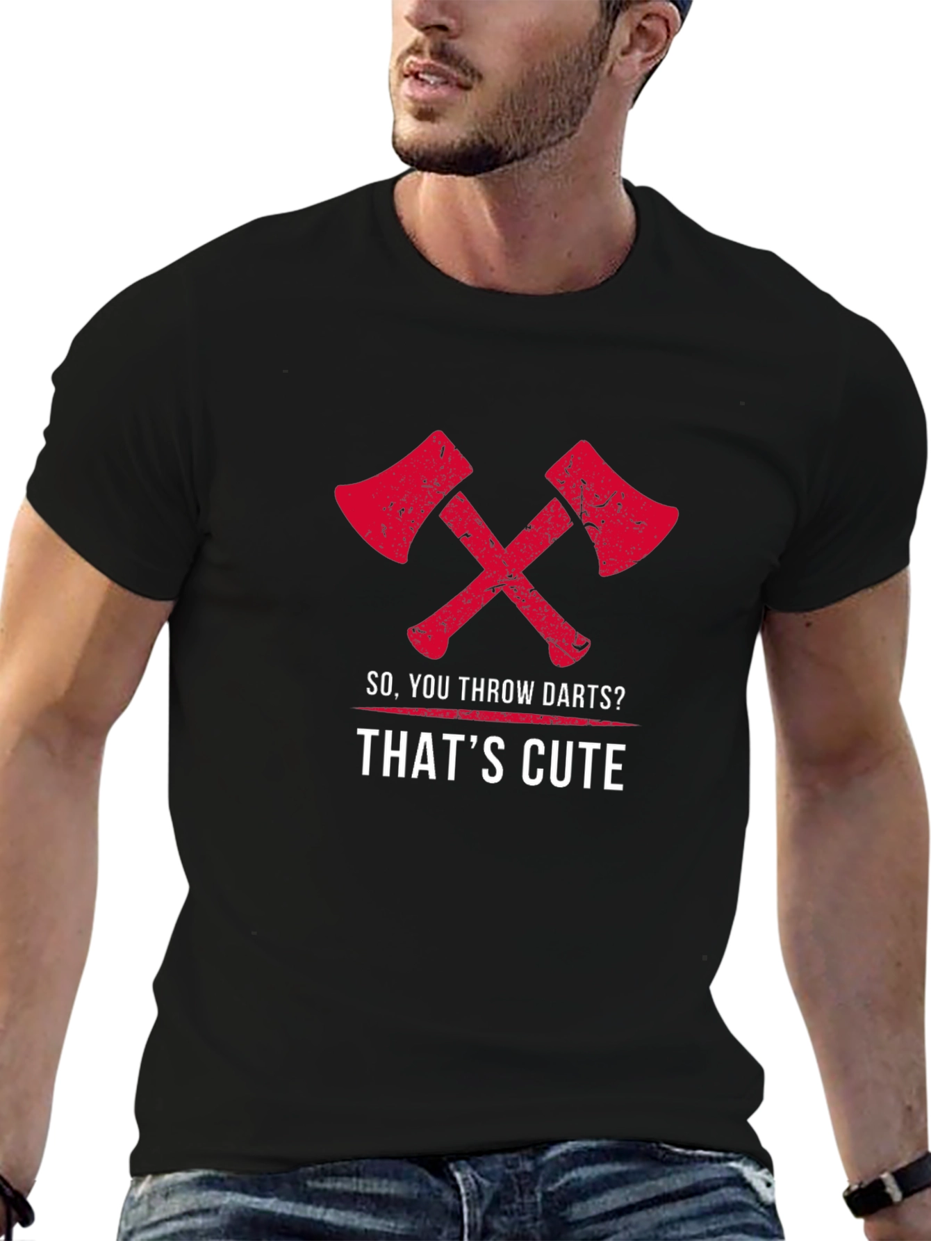 Black Axe Throwing Humor T-Shirt - 'So You Throw Darts?' view 6