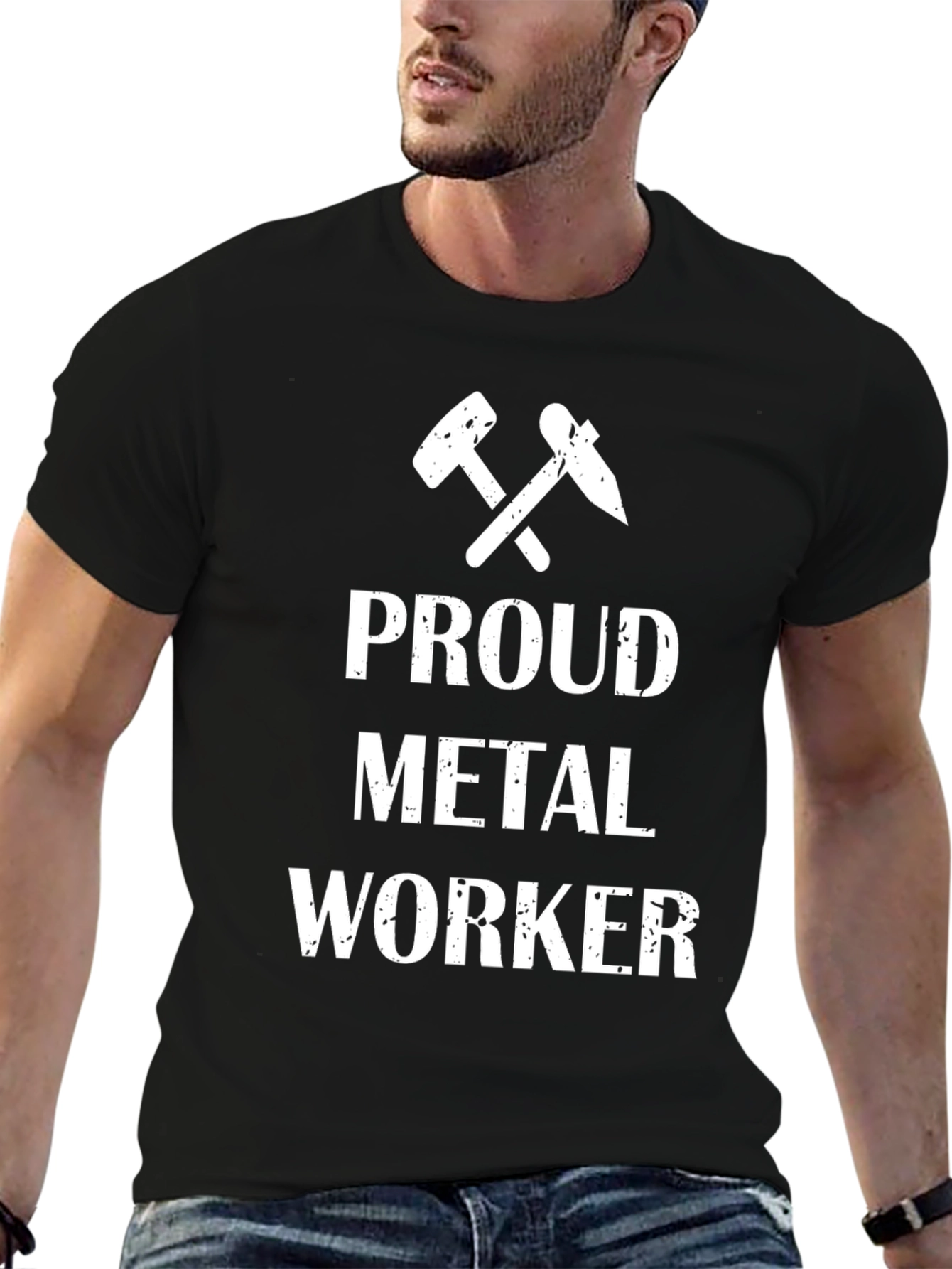 Black Proud Metal Worker Graphic T-Shirt view 6