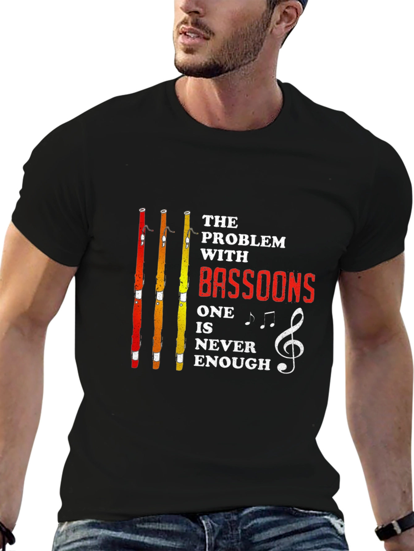 Black Bassoon Lover T-Shirt - Funny Music Band Tee view 6