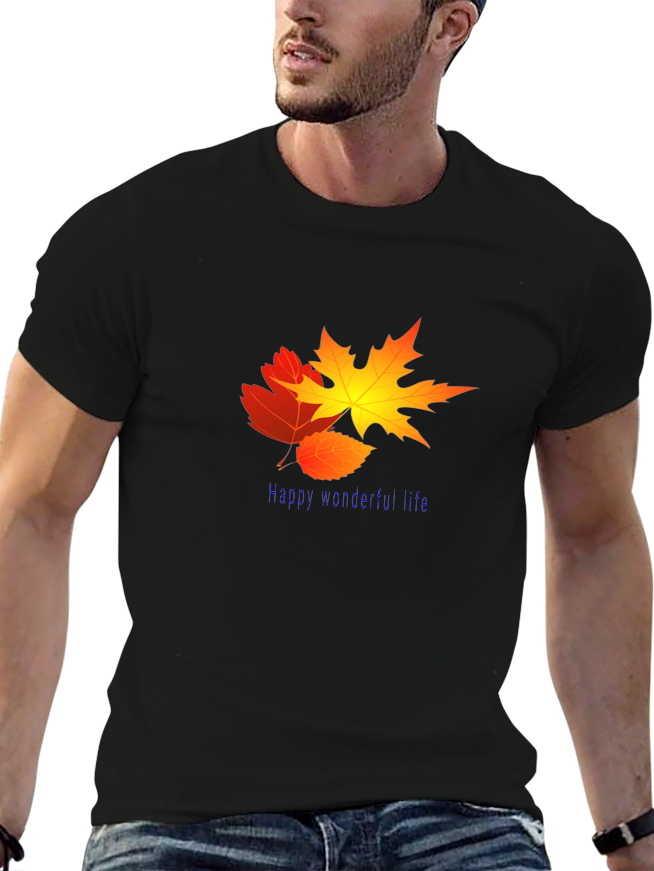 Black Fall Leaves Graphic Tee - Happy Wonderful Life view 6