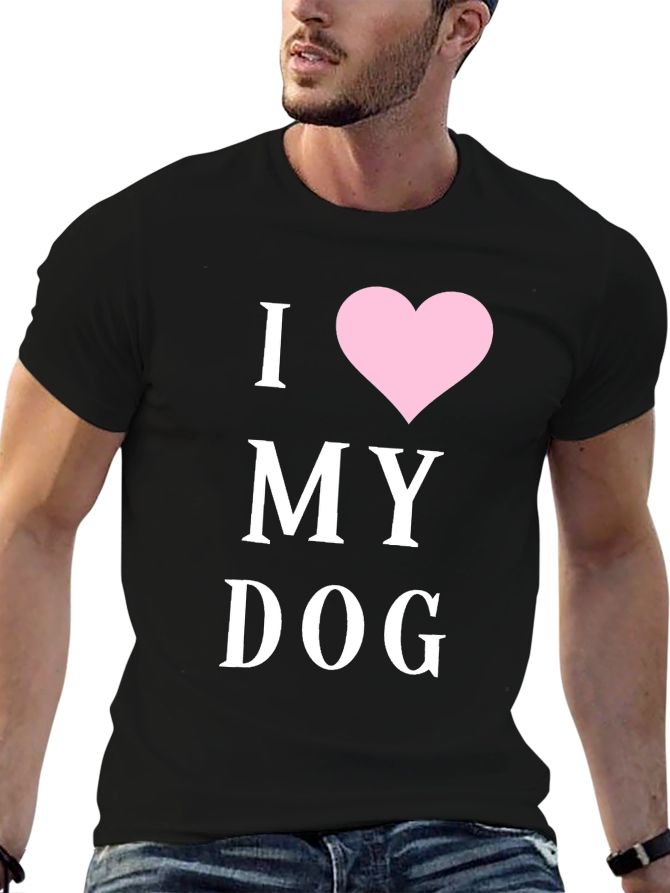 Black I Heart My Dog T-Shirt - Black Cotton Blend view 6