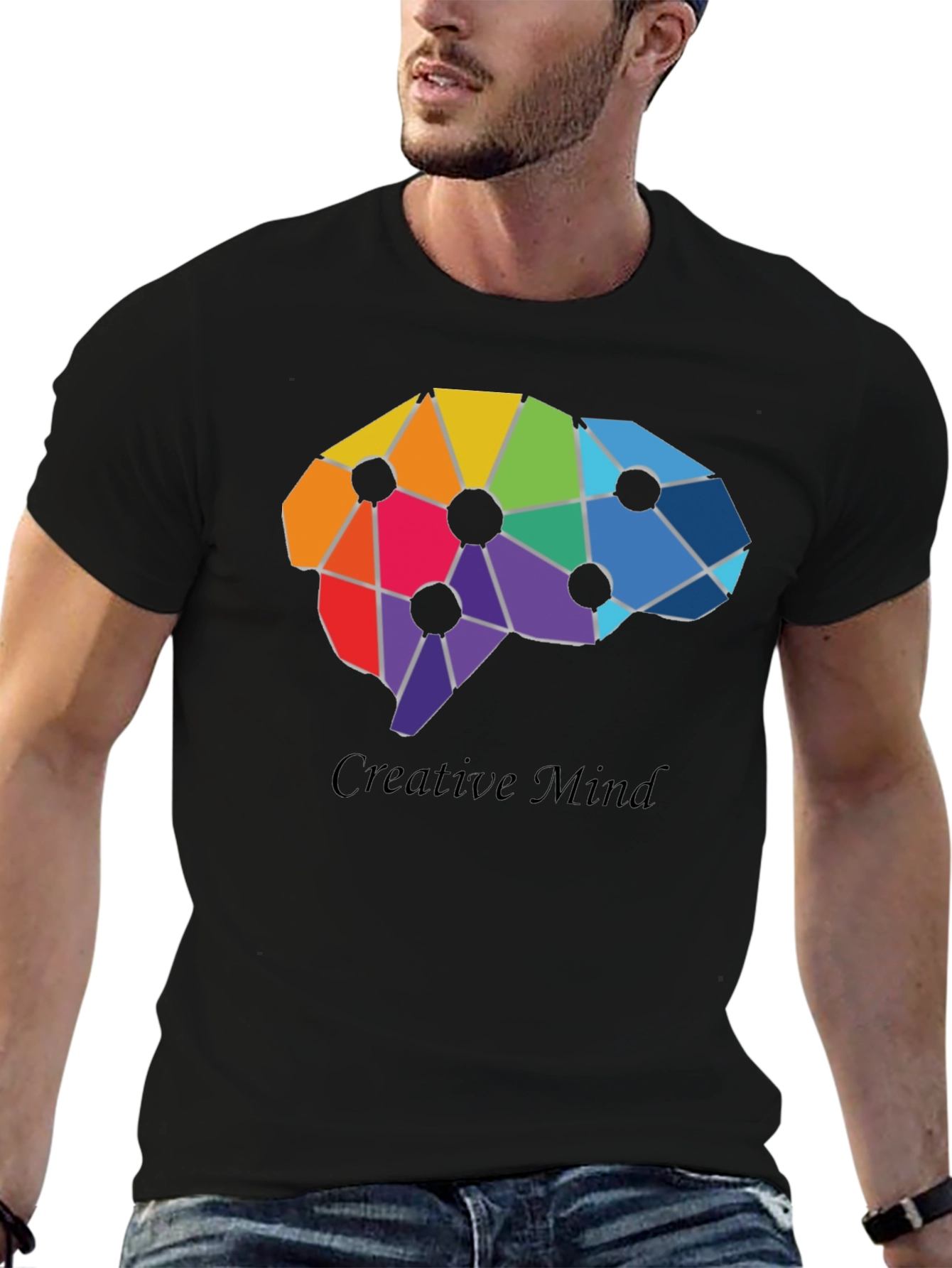Black Creative Mind T-Shirt - Artistic Brain Design view 6