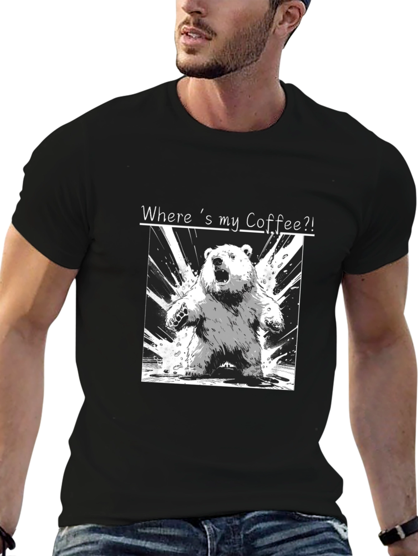 Black Where's My Coffee? Graphic Tee view 6