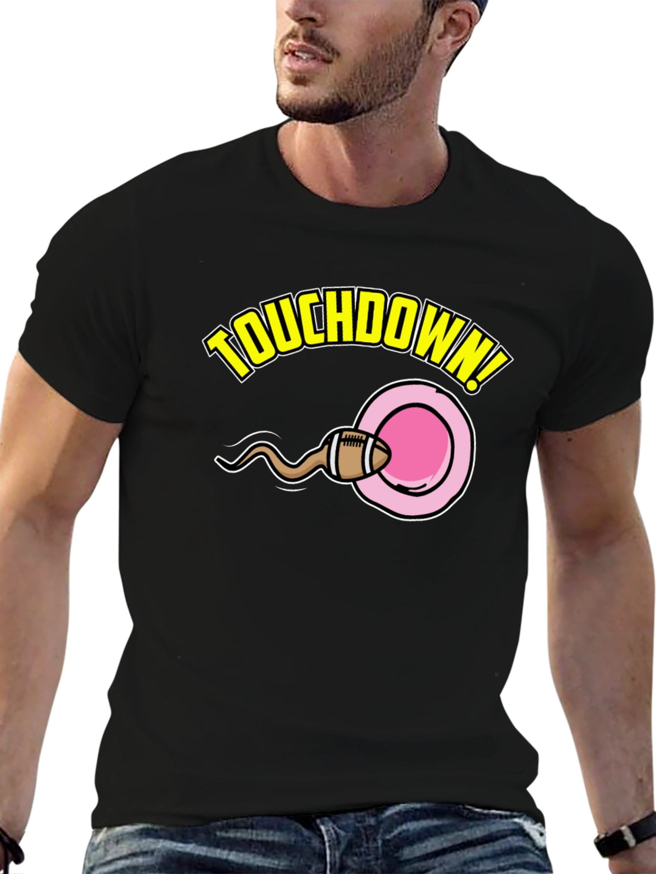 Black Touchdown Funny Graphic T-Shirt view 6
