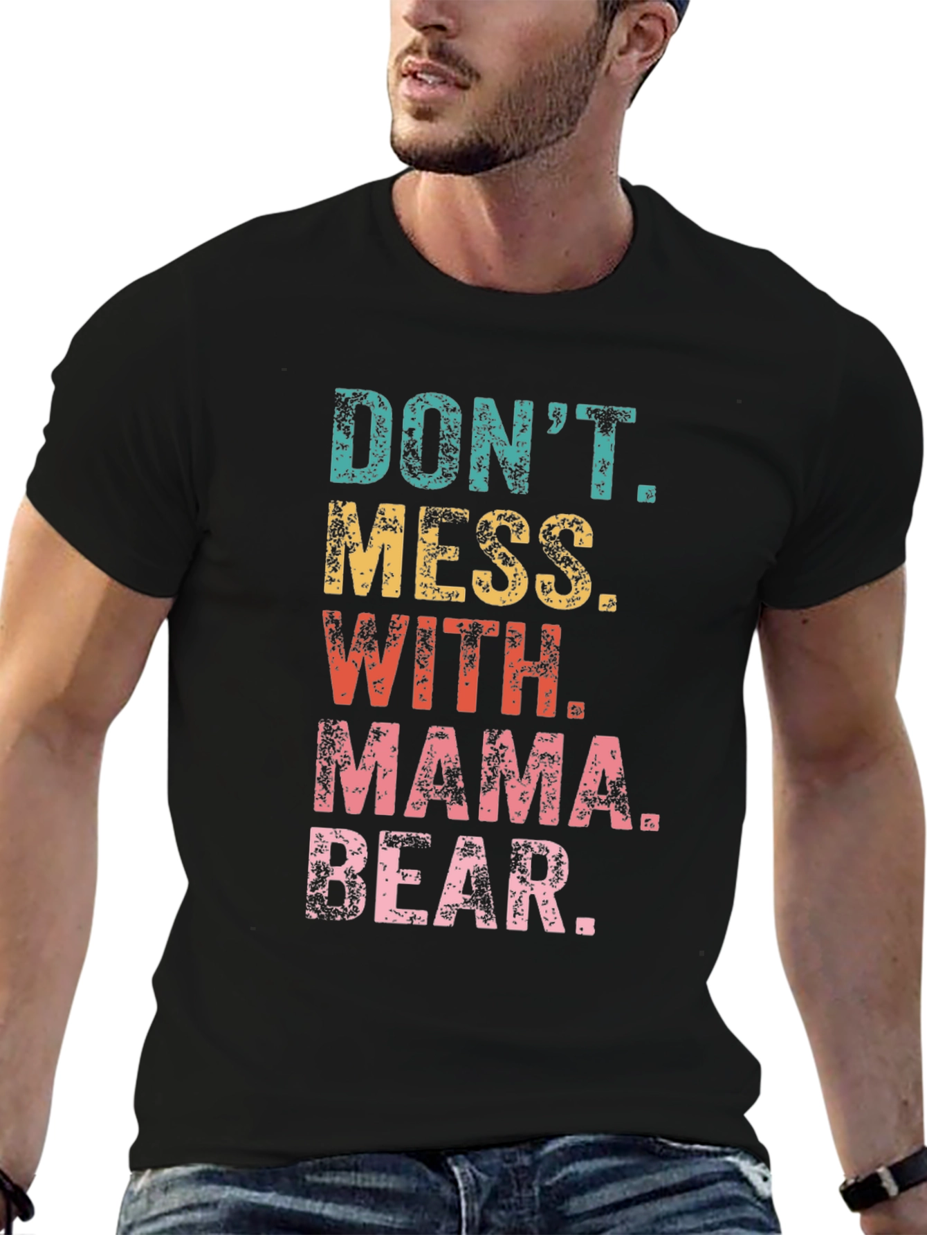 Black Don't Mess With Mama Bear Black Graphic T-Shirt view 6