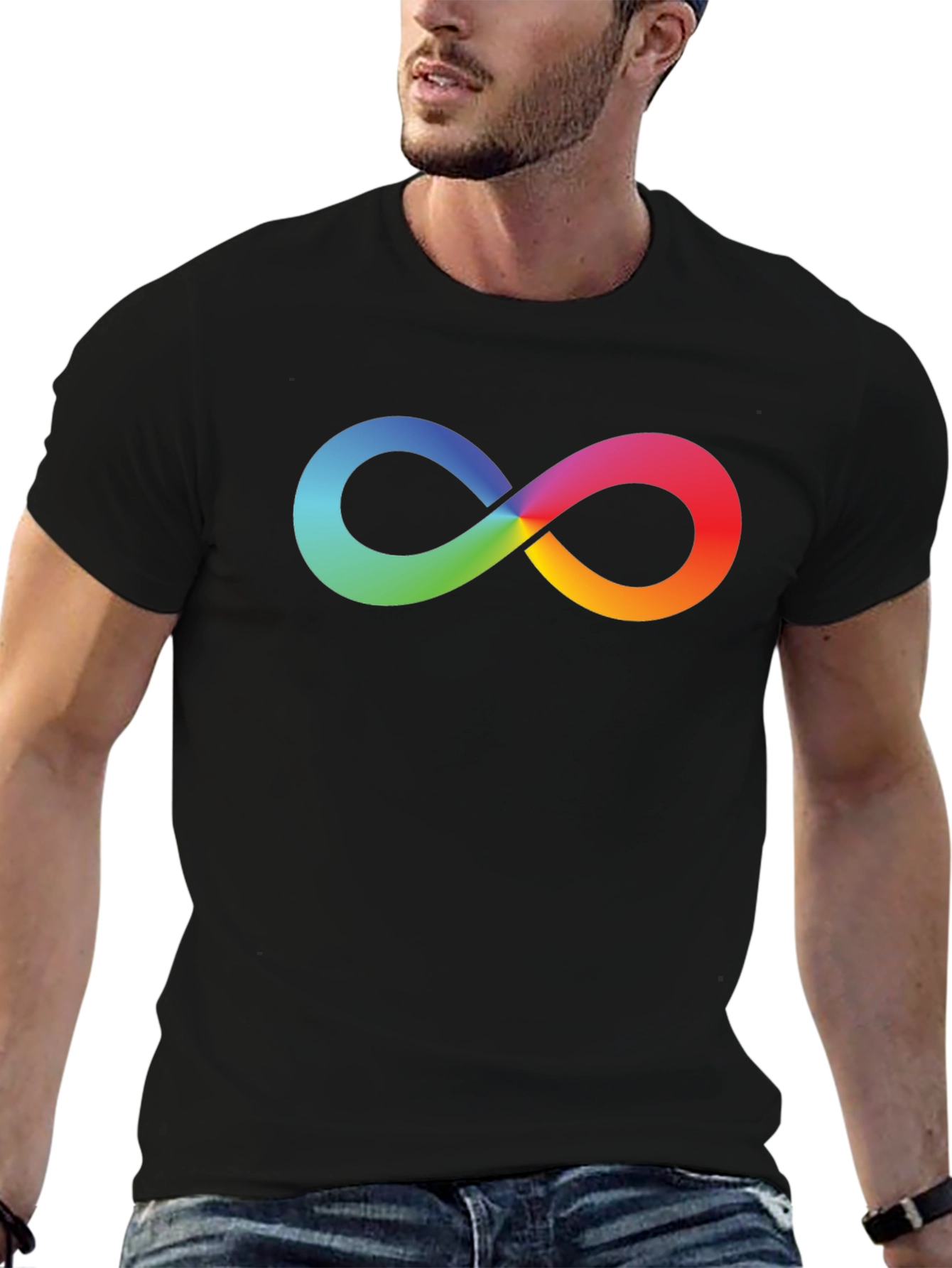 Black Rainbow Infinity Symbol Black T-Shirt view 6