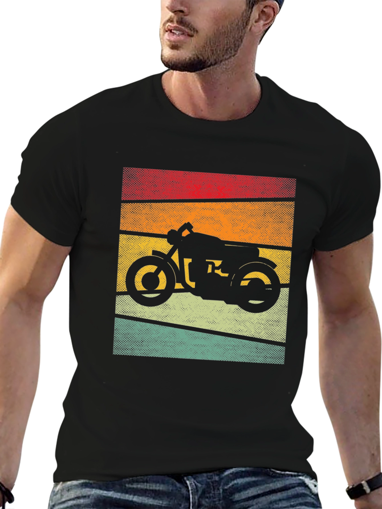 Black Retro Motorcycle Graphic T-Shirt - Vintage Style view 6