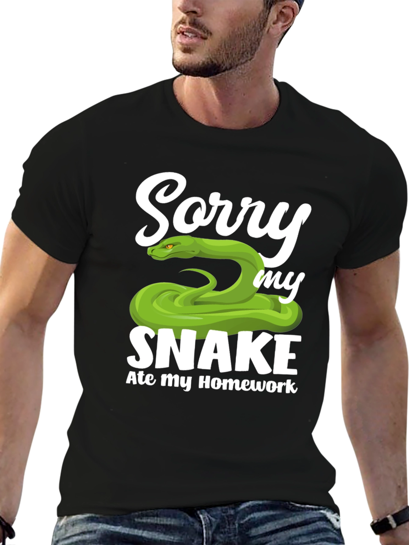 Black Sorry My Snake Ate My Homework T-Shirt view 6