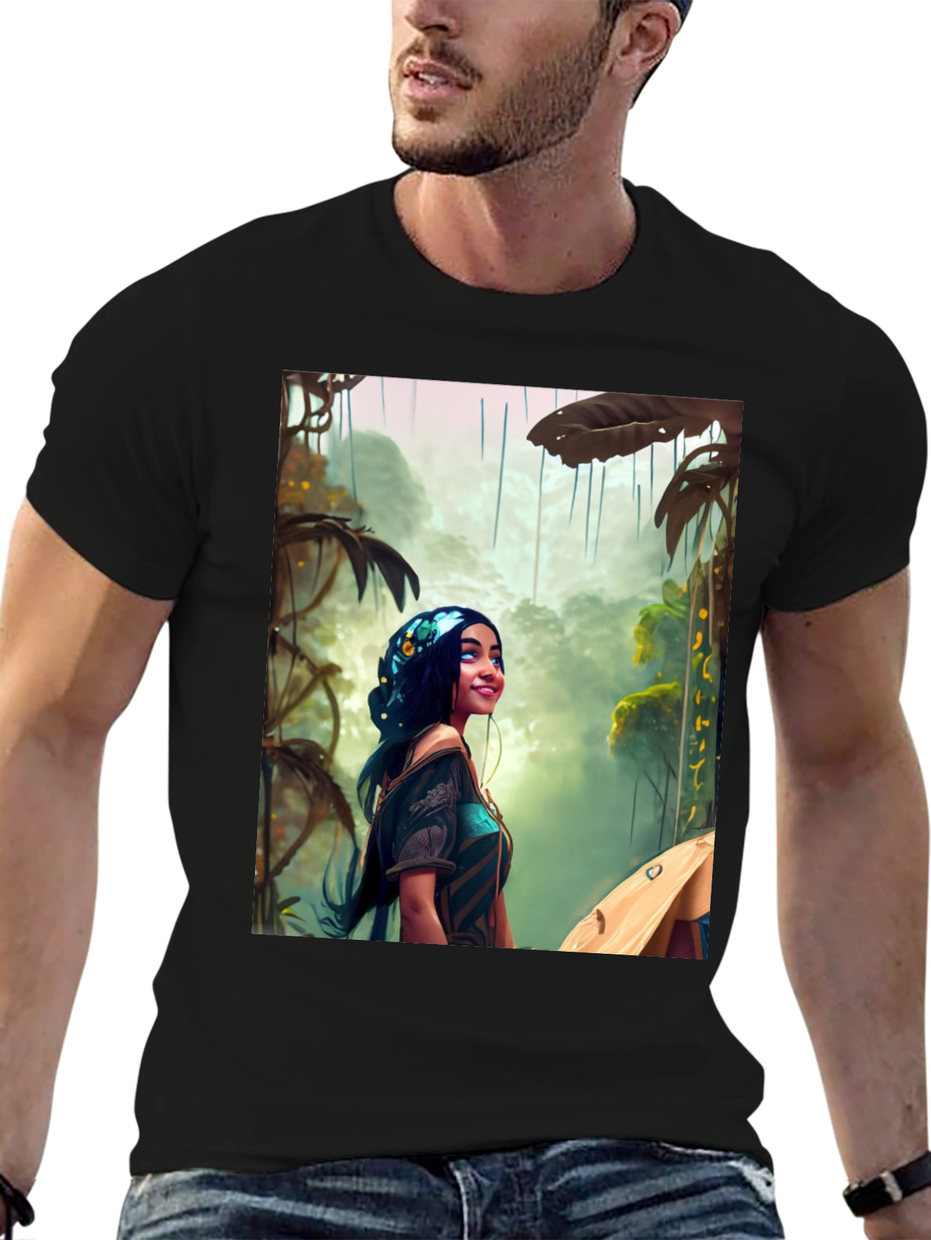 Black Jungle Girl Graphic Tee view 6