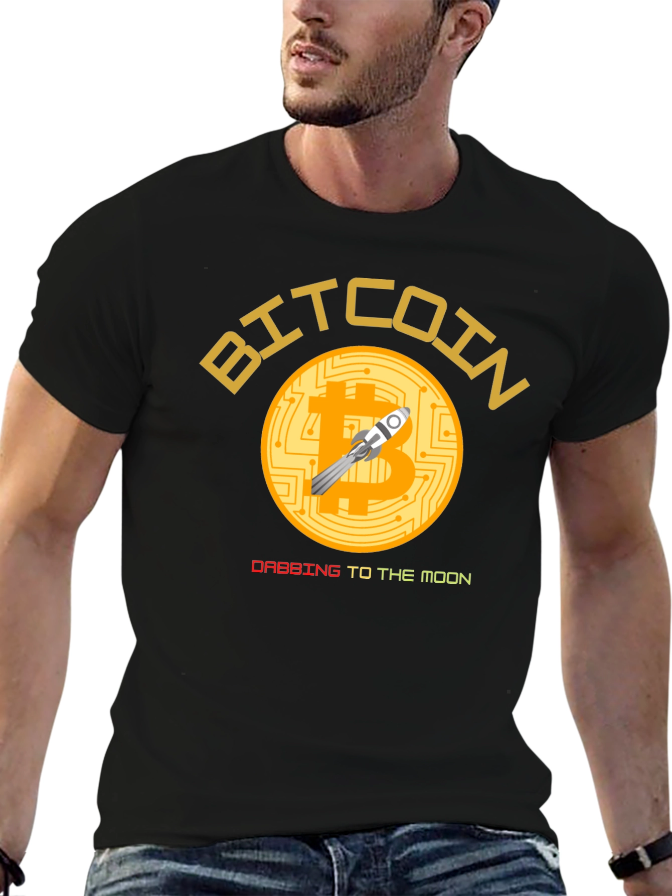 Black Bitcoin To The Moon Black T-Shirt view 6